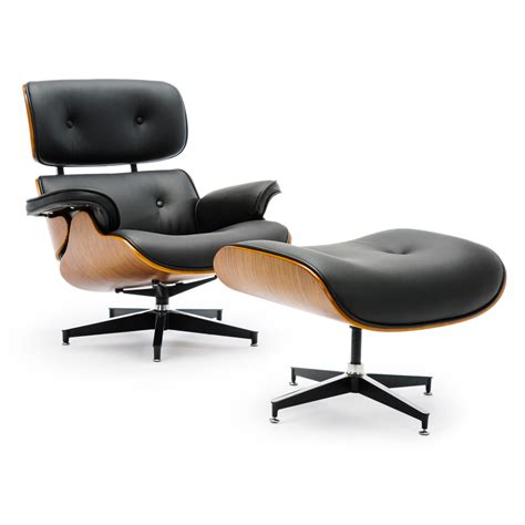 Replica Eames Lounge Chair & Ottoman Brown PU Leather / Walnut Wood