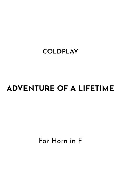 Adventure Of A Lifetime Sheet Music | Coldplay | French Horn Solo