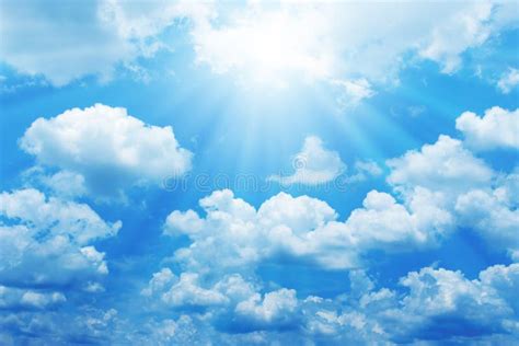 Beautiful Blue Sky with Sun for Background Stock Photo - Image of sunny ...