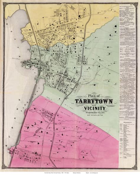 Tarrytown and Vicinity - Greenburgh, New York 1868 - Old Town Map ...