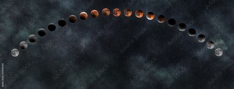 Lunar Eclipse Phases, Blood moon Stock Illustration | Adobe Stock