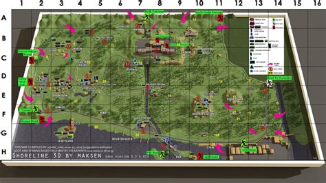 Shoreline Map ( Grid + Stash Locations ) : EscapefromTarkov