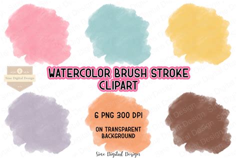 Digital Watercolor Brush Strokes Digital Clip Art // Commercial Use Art ...