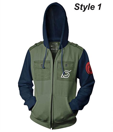 Naruto Shippuden Kakashi Hatake Green and Blue Fleece Hoodie