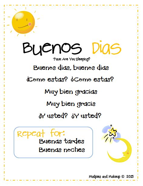 Buenos Dias song Preschool Spanish Lessons, Learning Spanish For Kids ...