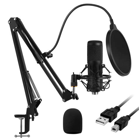 USB Microphone, 48KHZ/24Bit Plug & Play PC Computer Podcast Condenser ...