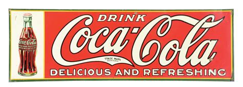 SINGLE-SIDED EMBOSSED TIN COCA-COLA SIGN. - auctions & price archive