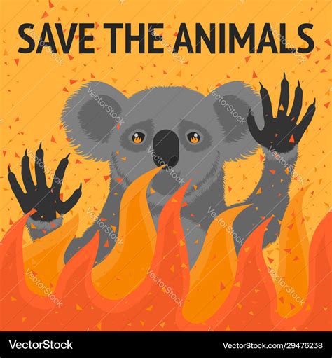 Save animals from fire poster Royalty Free Vector Image