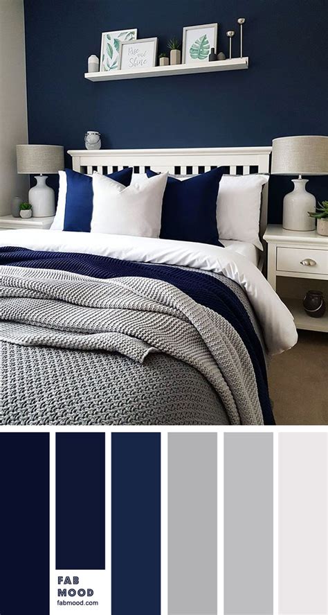 Navy blue and grey bedroom