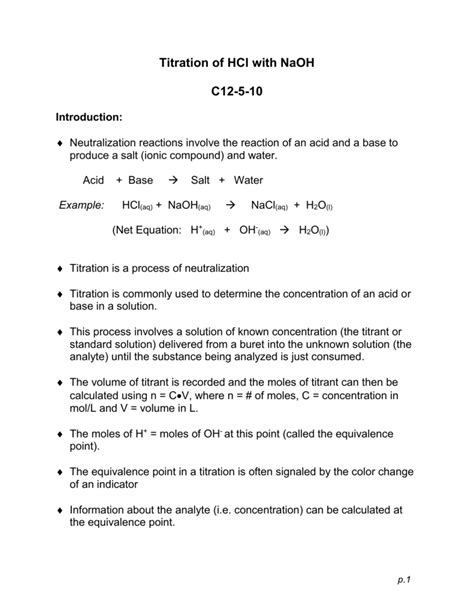 Titration of HCl with NaOH