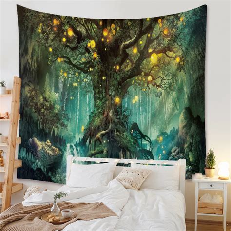 Lantern Tree Tapestry Aesthetic Psychedelic Forest Tapestry - Etsy