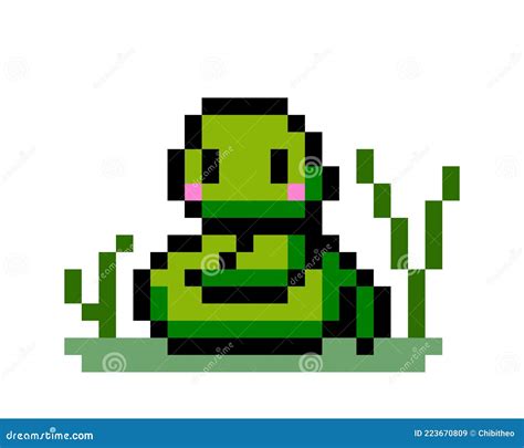 Vector Illustration of Cartoon Snake - Pixel Art Design Stock Vector ...