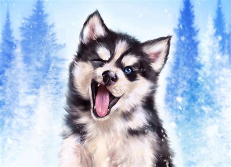 Cute Husky Puppies Wallpaper