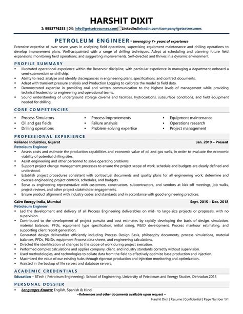 Petroleum & Energy Engineer Resume Examples & Template (with job ...