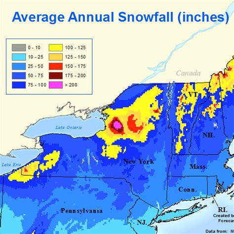 NOAA Northeast US Annual Snowfall Map | NY Ski Blog