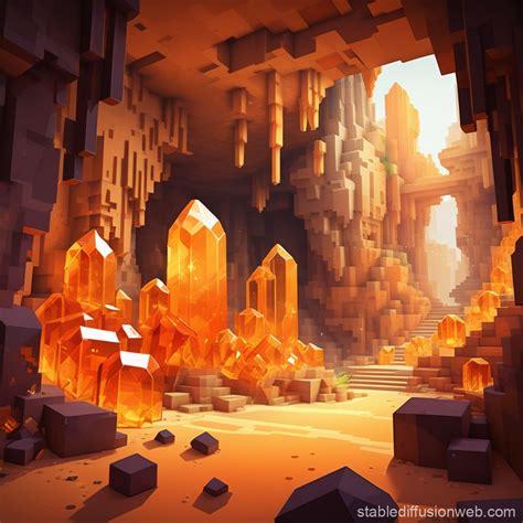 Orange Amber Crystal Caves in Minecraft | Stable Diffusion Online