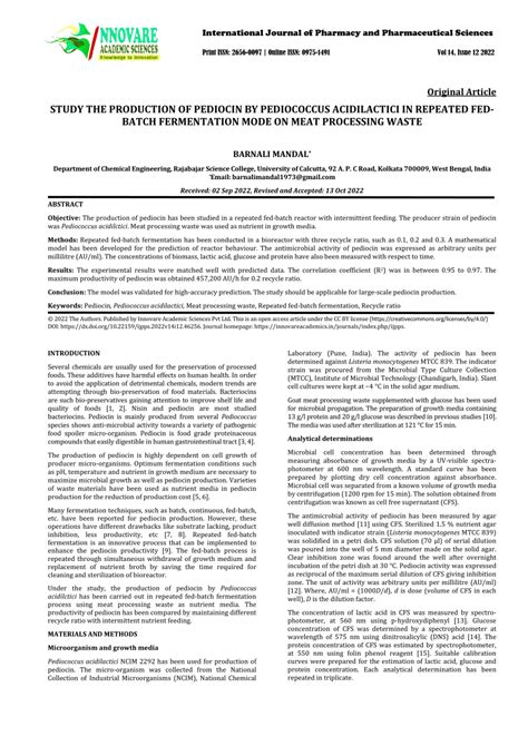 (PDF) STUDY THE PRODUCTION OF PEDIOCIN BY PEDIOCOCCUS ACIDILACTICI IN ...