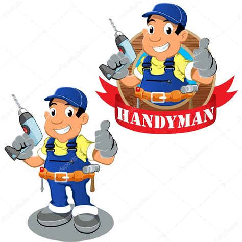 Handyman worker with drilling machine in the hand — Stock Vector ...