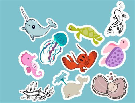 Cute Ocean Animals Stickers Water Bottle Sticker - Etsy