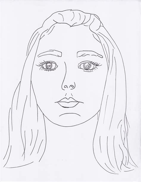 Simple Self-Portrait Contour Line Drawing | Coloriage