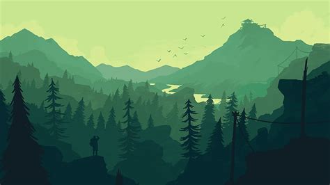 Landscape Firewatch Forest Minimalistic Minimalist, HD wallpaper | Peakpx