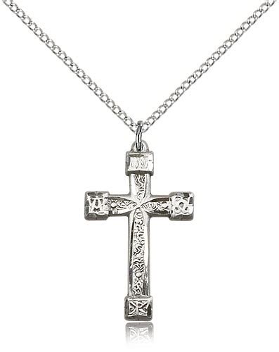 Sterling Silver Women's Alpha Omega Cross Pendant