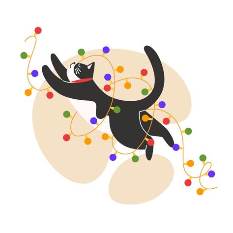 Cat plays wits a Christmas garland 12834863 Vector Art at Vecteezy