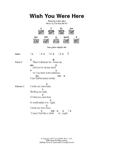 Wish You Were Here by Fleetwood Mac - Guitar Chords/Lyrics - Guitar ...