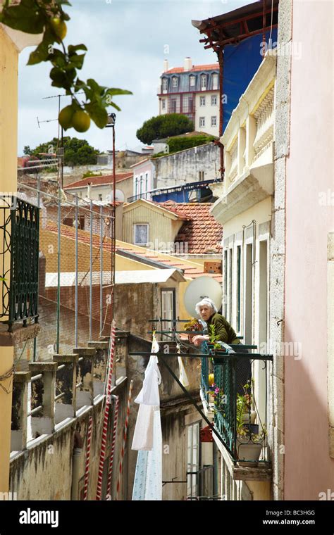 streets scene, old town Lisbon, Portugal Stock Photo - Alamy