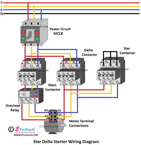 Schematic Diagram Star Delta Motor Control Delta Star Connec