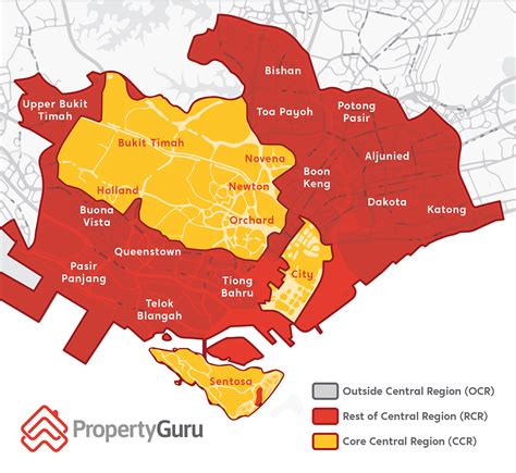 Singapore District Map: Defining the CCR, RCR and OCR by the 28 Districts