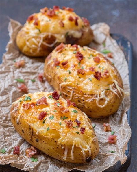 Stuffed Jacket Potato with Cheese and Bacon - Hillfarm Oils