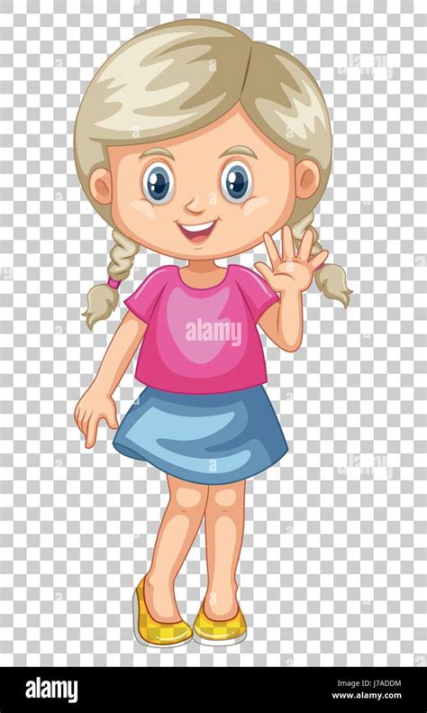 Cute girl waving hand illustration Stock Vector Image & Art - Alamy