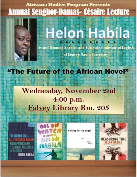 Villanova English: Africana Studies Lecture: Helon Habila, "The Future ...