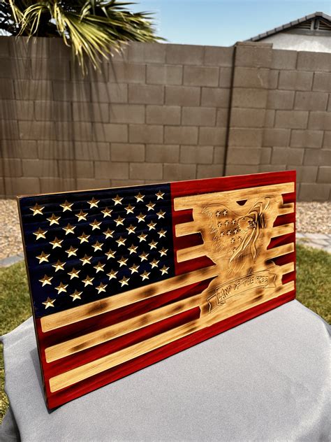 Wooden flag – Land of the free – Maricopa Gifts