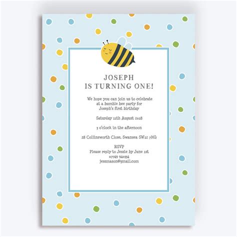 Bumble Bees Party Invitation - Blue from £0.80 each