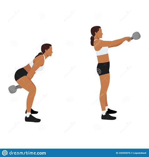 Woman Doing Russian Kettlebell Swing Exercise. Stock Illustration ...