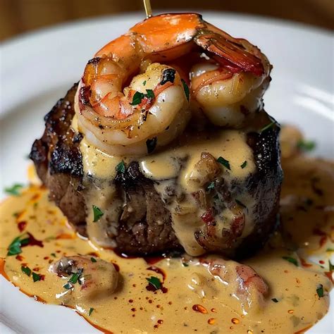 Filet Mignon with Shrimp and Lobster Cream Sauce in 2024 | Filet mignon ...