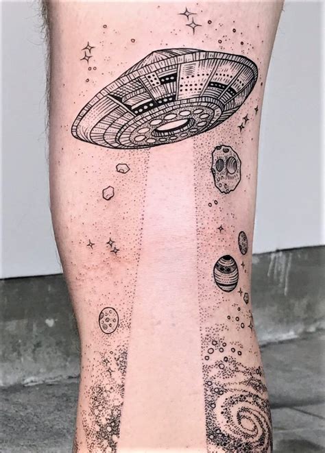 Flying saucer in space tattoo by freeorgy - #tattoos #aliens Dope ...