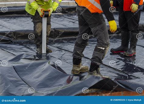 Ground Floor Waterproofing Membrane Installation on New House Stock ...