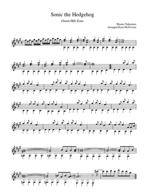 Sonic the Hedgehog - Green Hill Zone (sheet music)