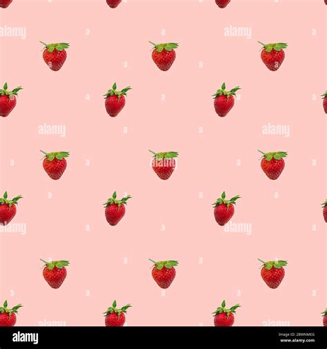 Cute strawberry seamless pattern on pastel pink background, texture ...