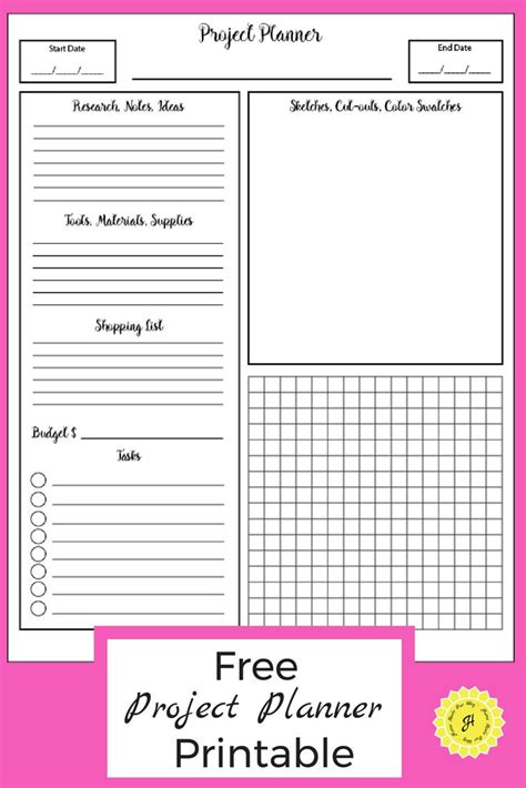 Project Planner Printable [Free PDF for Your Creative Ideas] | Project ...