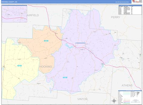 Hocking County, OH Wall Map Color Cast Style by MarketMAPS