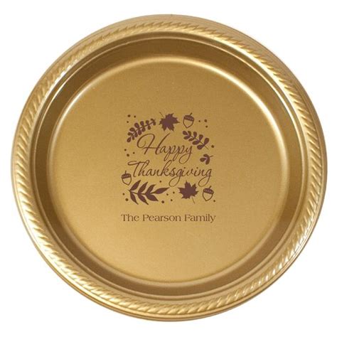 Personalized Happy Thanksgiving Autumn Plastic Plates