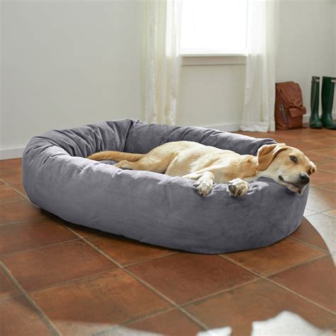 FRISCO Velvet Round Bolster Dog Bed w/Removable Cover, Gray, XX-Large ...