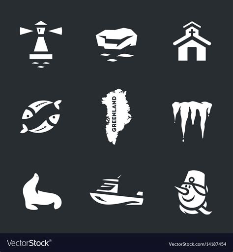 Set of greenland icons Royalty Free Vector Image