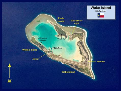 Detailed Wake Atoll NASA photo map with marks | Wake Atoll | Oceania ...