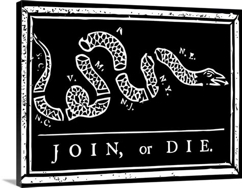 Join or Die political cartoon by Benjamin Franklin Wall Art, Canvas ...