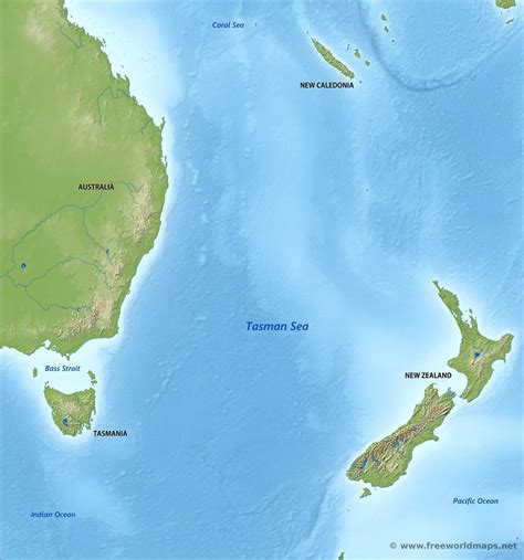 Tasman Sea map - by Freeworldmaps.net